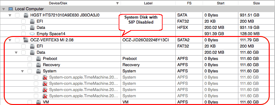 System disk with SIP disabled